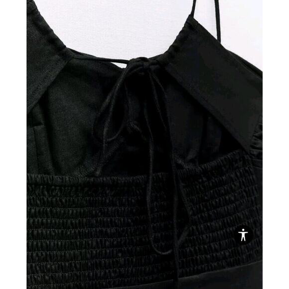ZARA Linen Blend Strappy Keyhole Back Midi Dress in Black WOMEN'S XL - Picture 4 of 11